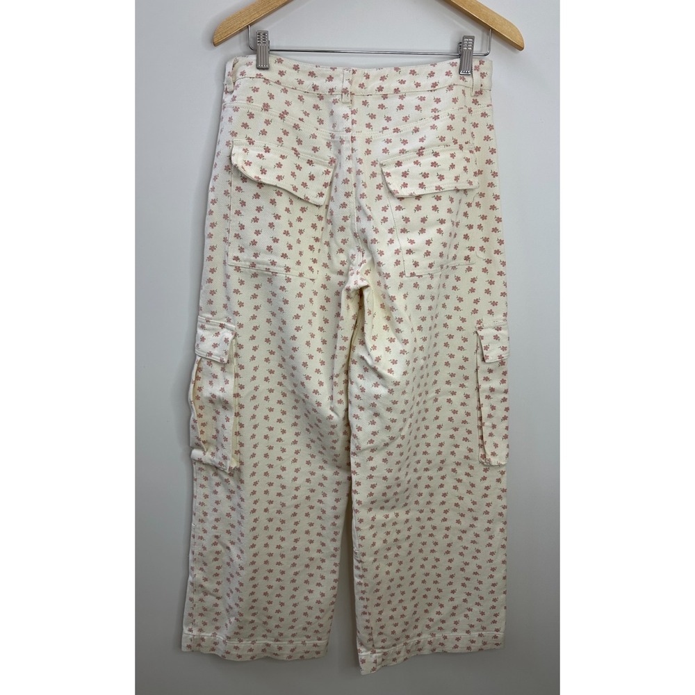 Altar'd State Ellis Floral Cargo Pants Cream Pink High Rise Wide Leg Size Medium - Picture 11 of 16